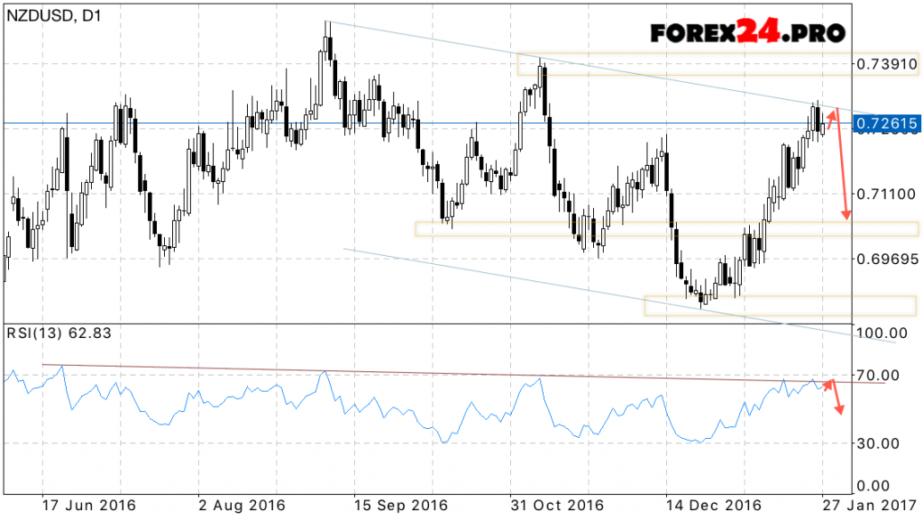 Technical analysis NZD/USD on January 30, 2017 — February 3, 2017